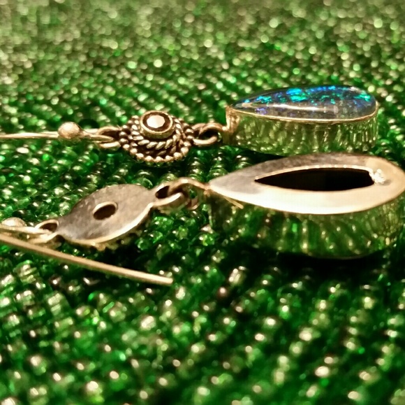 .925 Silver Rainbow Topaz & Fire Opal Triplet - Picture 4 of 4